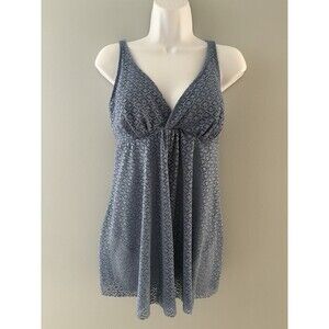 Nicole Miller 1 piece Swimsuit Size Small Blue Crochet Swimdress Festival